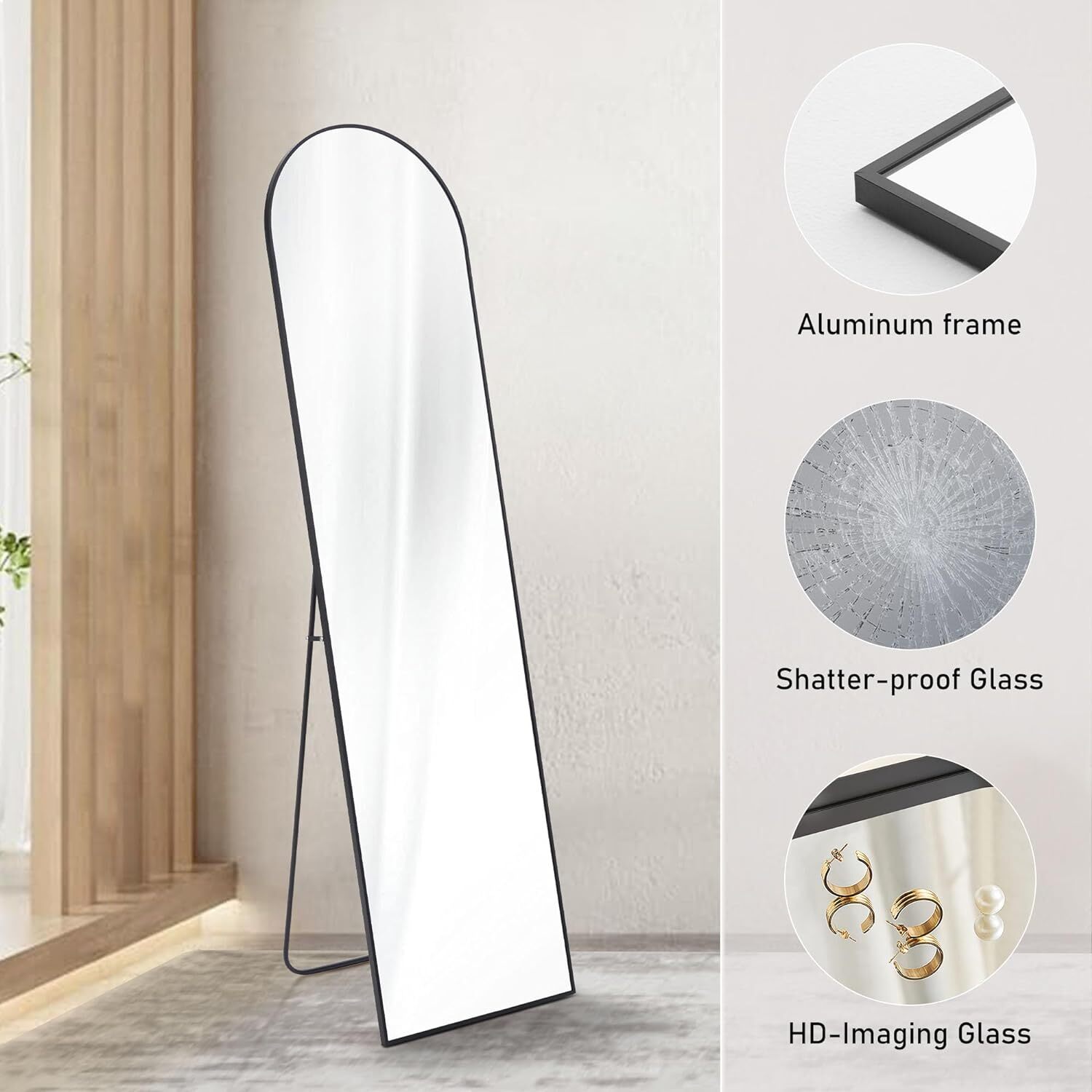 กระจกเงาเต็มตัวทรงโค้งขนาด 59  - Arch Mirror Leaning บทวิจารณ์และราคา