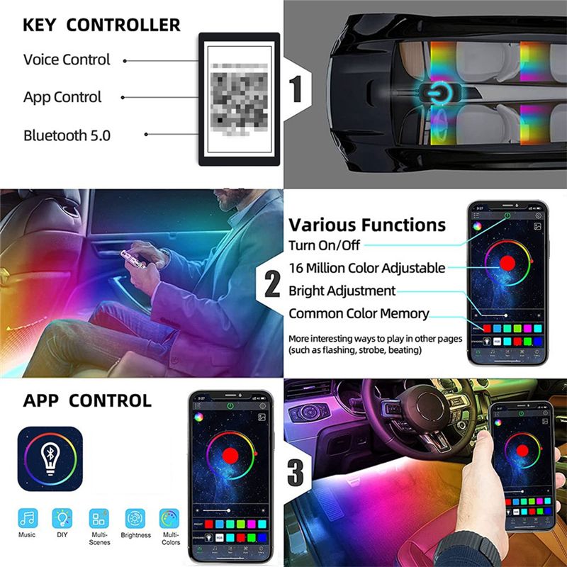 A30F-Car ไฟ LED ภายในรถยนต์อัจ - Interior Design Apps บทวิจารณ์และราคา