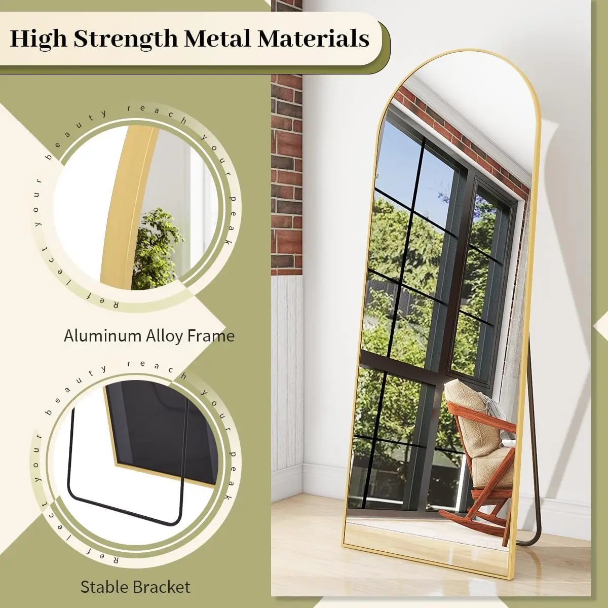 กระจกเงาเต็มตัวทรงโค้งพร้อมขาต - Arch Mirror Leaning บทวิจารณ์และราคา
